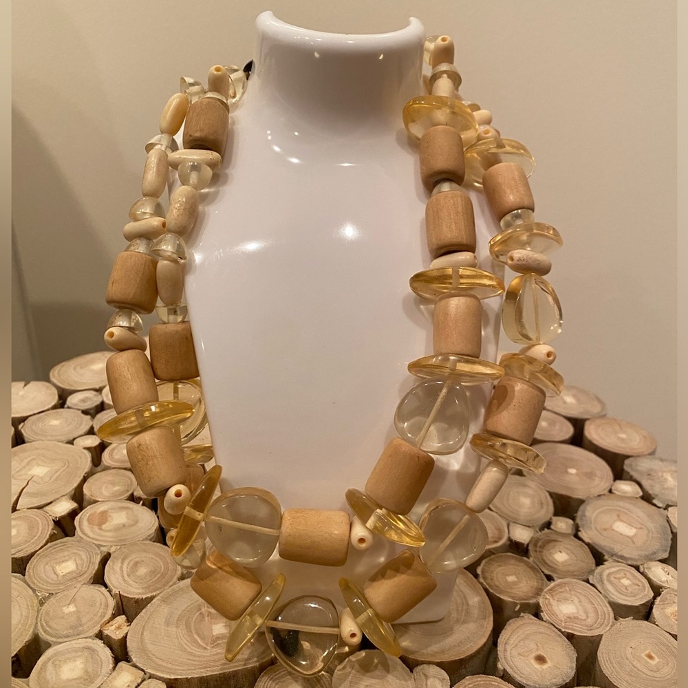 Vintage Gerda Lynggaard Monies chunky wooden bead necklace, RARE FIND!